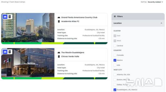 [서울=뉴시스] 2026 국제축구연맹(FIFA) 북중미 월드컵 멕시코 과달라하라 지역 베이스캠프 시설 목록. (사진=FIFA 홈페이지 캡처) 2026.01.12. photo@newsis.com *재판매 및 DB 금지