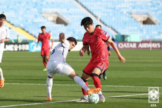 [서울=뉴시스] 한국 23세 이하(U-23) 대표팀의 강성진. (사진=대한축구협회 제공) *재판매 및 DB 금지