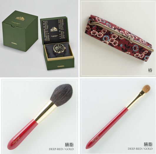 [서울=뉴시스] 다카이치 사나에 일본 총리가 한일 정상회담을 위해 일본을 방문한 이재명 대통령과 김혜경 여사에게 준비한 선물. 다카이치 총리는 손목시계, 화장용 붓과 파우치를 선물했다. (사진=청와대 제공) 2026.01.14. photo@newsis.com *재판매 및 DB 금지