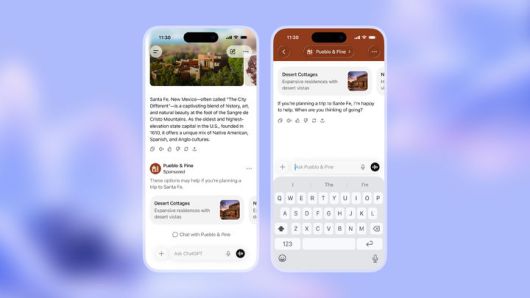 오픈AI는 16일(현지 시간) 새 멤버십 '챗GPT 고(Go)'를 출시했다고 밝혔다. 미국 지역에서 무료 또는 '고' 멤버십을 구독한 성인 이용자 대상으로 챗GPT에 광고를 도입한다. 사진은 광고 도입 예시 (사진=오픈AI 제공) *재판매 및 DB 금지