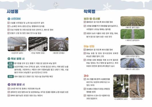 [세종=뉴시스] 겨울철 자연재난 대비 농작물 및 시설관리 요령. (자료 = 농촌진흥청 제공) 2026.01.19.  *재판매 및 DB 금지