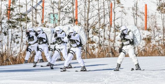 [서울=뉴시스] 육군 특수전사령부는 지난 1월부터 오는 2월까지 부대별 11박 12일 일정으로 강원도 대관령 황병산 일대 동계훈련장에서 설한지 극복훈련을 실시하고 있다고 22일 밝혔다. 사진은 육군 특전사 장병들이 설한지 극복훈련 간 스키를 활용한 전술기동을 실시하고 있는 모습. (사진=육군 제공) 2026.01.22. photo@newsis.com *재판매 및 DB 금지