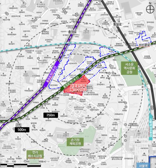 중구 중림동 157-2번지 일대 '마포로5 도시정비형 재개발구역 10·11지구 [사진=서울시]