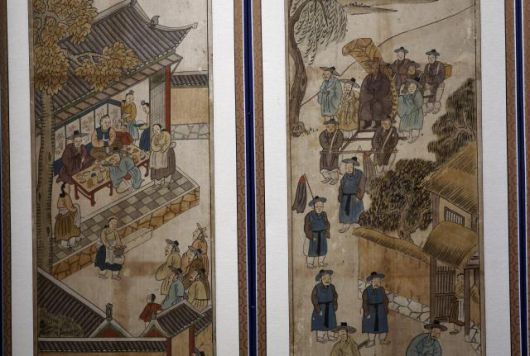 평생도 8폭 병풍. 이상적인 무관의 삶을 그린 무관평생도이다.