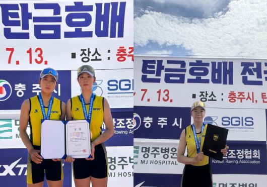 왼쪽부터 경량싱글스컬_최수진 선수 경량더블스컬_이수민 선수와 최서현 선수[사진=부산항만공사]