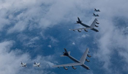 국방부는 지난 11일 제주도 남방 공해상에서 한미일 공중 훈련을 실시했다고 이날 밝혔다. [사진=연합뉴스]
