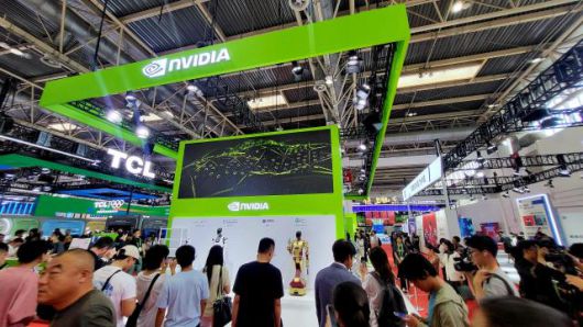 16일 베이징에서 열린 제3회 중국국제공급망촉진박람회에 마련된 미국 반도체 기업 엔비디아 부스의 전경. [사진=배인선 기자]