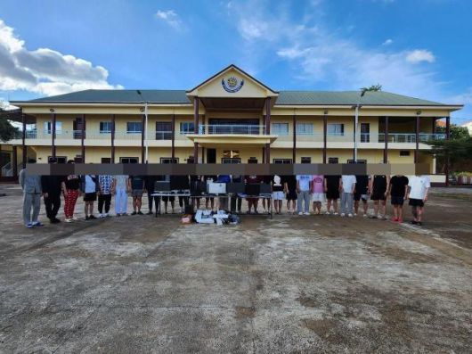 South Korean nationals accused of voice phishing and romance scam crimes arrested in Cambodia on Dec. 18, 2025. Courtesy of the Korean National Police Agency