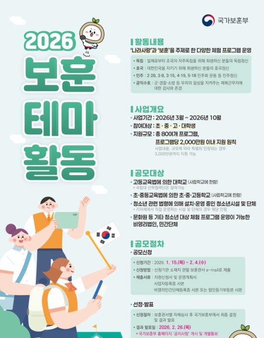 2026년 보훈 테마활동 공모 포스터 이미지 [그래픽=국가보훈부]