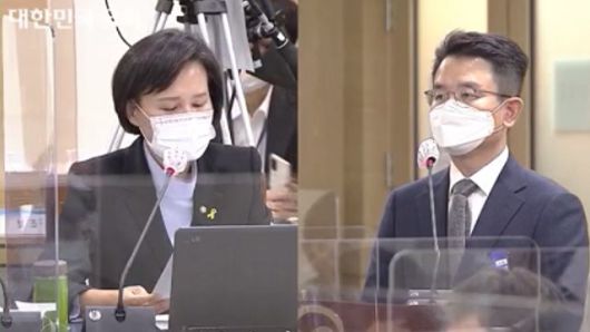 엄성환 쿠팡 풀필먼트 서비스 전무(오른쪽)는 의원들의 질타에도 "말씀을 잘 이해했다. 성실히 임하겠다"고 답했다. /국회 인터넷의사중계시스템 캡처