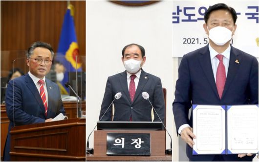 선거보전비용 미반환자 중 8회 지방선거에 출마해 당선된 이들은 총 3명이다. 왼쪽부터 이기찬 강원도의원, 김기환 울산시의원, 김한종 장성군수. /뉴시스