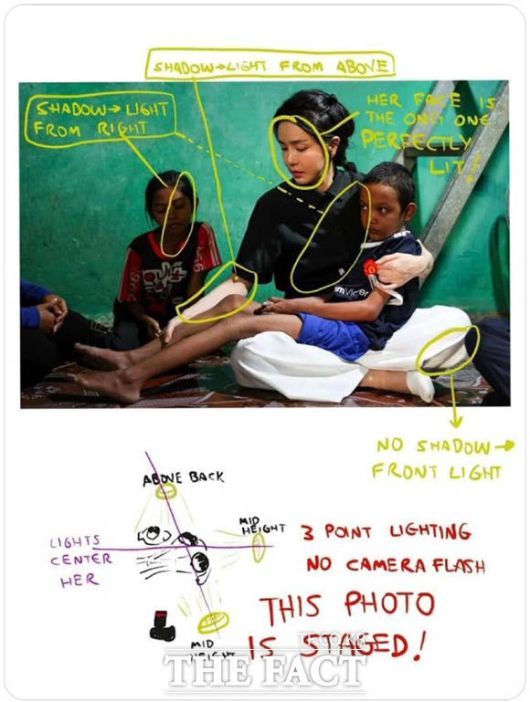 미국의 인기 커뮤니티인 레딧에 올라온 김건희 여사 사진 조명 분석. 현재 레딧의 게시물은 삭제되어 볼 수 없는 상태이다. /커뮤니티 레딧 캡처