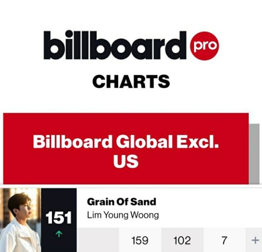 '모래 알갱이'는 3일 미국 빌보드가 발표한(2023년 8월 2일 자) 글로벌(미국 제외) 차트에서 151위에 올랐다. /영웅시대