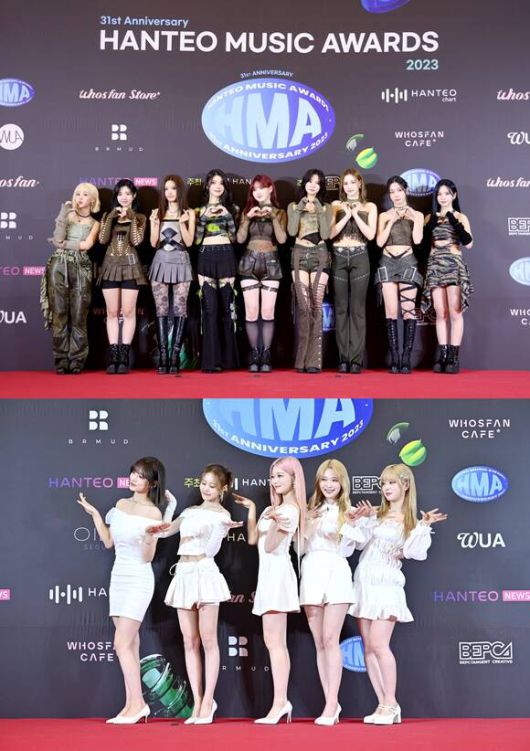 그룹 케플러(위)와 빌리는 이번 시상식에서 각가 파퓰러 글로벌 그룹상과 한터 초이스 K팝 피메일 아티스트상을 받았다. /한터글로벌