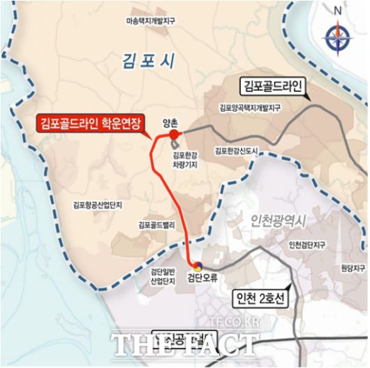 김포골드라인 학운연장 노선도./경기