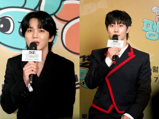 배우 유승호(왼쪽)와 곽동연이 17일 오후 3시 서울 마포구 스탠포드호텔에서 열린 '대결! 팽봉팽봉' 제작발표회에 참석해 프로그램과 관련된 다양한 이야기를 나눴다. /JTBC