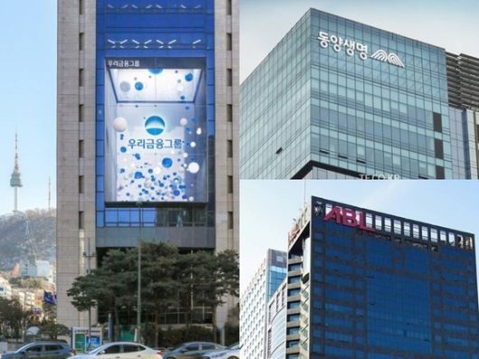 우리금융그룹이 올해 1분기 4대 금융그룹 중 유일하게 실적이 뒷걸음질 친 가운데 동양생명과 ABL생명 인수 시 10% 가량 순익 성장을 이뤄낼 것으로 보고 있다. /각 사