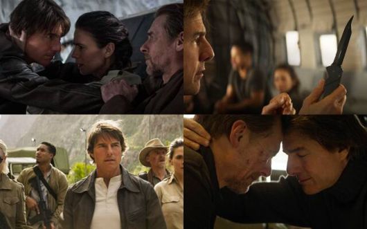 늘 대역 없이 고난도 액션을 소화했던 톰 크루즈는 2348m 상공에서 회전하는 비행기에 매달린 채 225km의 강풍에 맞설 뿐만 아니라 가라앉은 잠수함에 들어가기 위해 맨몸으로 바다 한가운데 뛰어드는 등 산전수전 공중전까지 펼치친다. /롯데엔터테인먼트