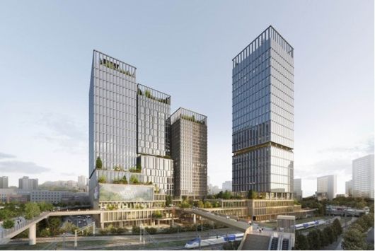 올해 1분기 한화 건설부문 영업이익이 전년 같은 기간 대비 39% 증가했다. 사진은 서울역 북부역세권 복합개발사업 조감도. /한화 건설부문