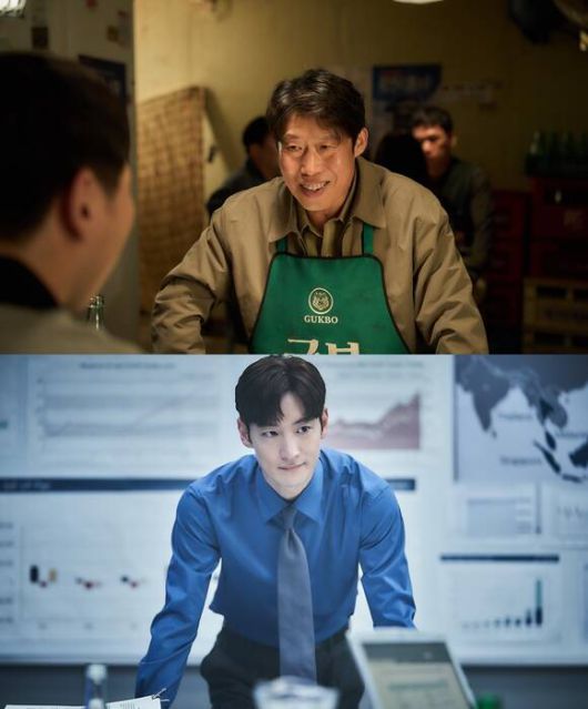 국보그룹의 재무이사 표종록 역을 맡은 유해진(위쪽)은 "'소주전쟁'은 약간의 숙취가 있는 영화"라고 말했다. /쇼박스