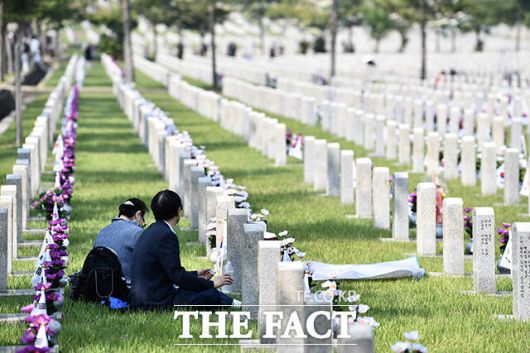 나라를 위해 목숨을 바친 순국선열과 호국영령들의 넋을 기리고 추모하는 현충일이자 금요일인 6일 전국이 맑고 가끔 구름 많겠으나 제주는 대체로 흐리겠다. 사진은 지난해 6월6일 제69회 현충일 서울 동작구 국립서울현충원을 찾은 찾은 참배객들이 고인에 대한 넋을 기리고 있는 모습. /박헌우 기자