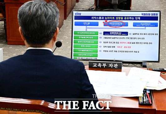 오석환 교육부 차관이 11일 오후 서울 여의도 국회에서 열린 교육위원회 전체회의에 참석해 리박스쿨 관련 자료를 확인하고 있다./배정한 기자