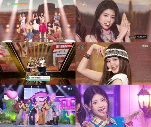 그룹 키라스가 지난 9일 발매한 데뷔 앨범 'KILL MA BO$$'에는 데뷔곡을 비롯해 신곡 'ZILLER!와 'KILL MA BO$$ (Country Mix ver.)'가 담겨 있다. /방송 화면 캡처