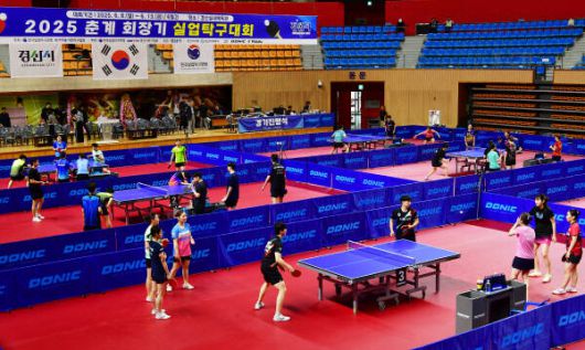 지난 6월 8일부터 13일까지 경산에서 열린 한국실업탁구연맹의 춘계회장기대회 장면./한국실업탁구연맹 제공