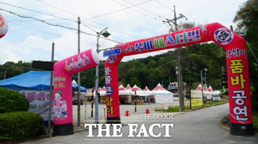 논산 1경으로 꼽히는 관촉사 입구 공용주차장이 설치된 ‘논산시 품바 페스티벌' 행사장. /김형중 기자