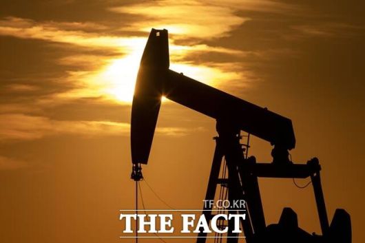 한국과 미국 간 상호관세 협상 타결 과정에 미국산 에너지 구매가 포함되면서 정유업계가 신중 모드에 들어갔다. 미 텍사스주 골드스미스 인근 유정의 원유시추기 펌프잭 뒤로 해가 지고 있다. /뉴시스