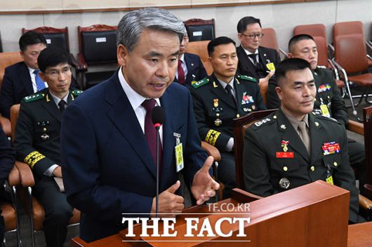 이종섭 전 국방부 장관이 2024년 6월 21일 오전 서울 여의도 국회에서 열린 법제사법위원회 '채상병 특검법' 입법청문회에 출석해 발언하고 있다. /국회=남윤호 기자