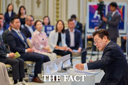 이재명 대통령이 2025년 9월 11일 오전 청와대 영빈관에서 개최한 취임 100일 기자회견 '회복을 위한 100일, 미래를 위한 성장'에서 발언하고 있다. /대통령실