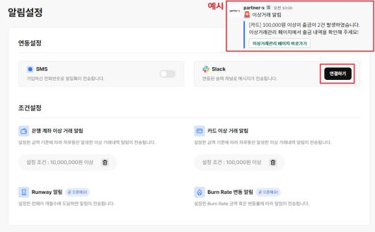 스타트업 맞춤형 재무관리 서비스인 파트너스가 과출금과 미확인 결제금 발생 알람을 보내주는 횡령 방지 기능을 업데이트 했다.