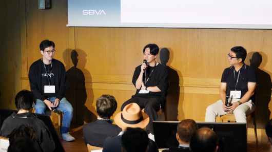 파이어사이드 챗 좌담회 세션 (왼쪽부터 SBVA 최지현 상무, 소다 우치야마 유타 대표, 크림 김영기 CFO)