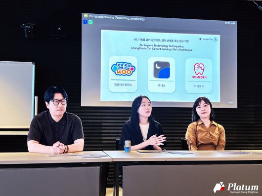 (왼쪽부터) 김준배 아이클로 대표, 권서현 무니스 대표, 김정은 잼잼테라퓨틱스 대표 (c)플래텀