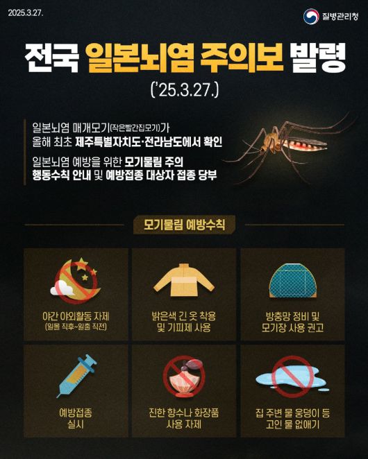 (제공=질병관리청) 전국 일본뇌염 주의보 발령