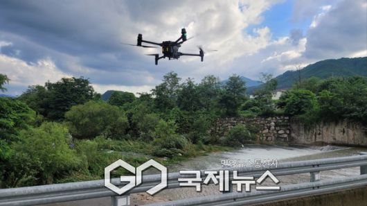 백운계곡 드론 수색.(사진제공.포천소방서)