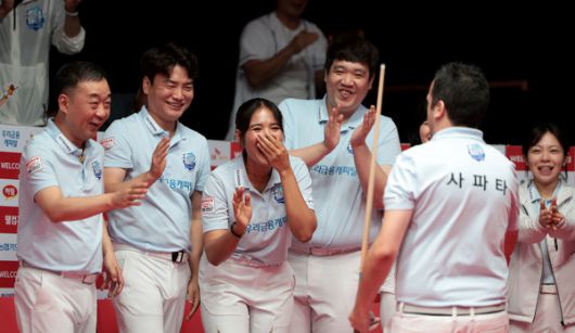 우리금융캐피탈의 다비드 사파타는 이날 스롱 피아비와 함게 나란히 2승씩을 거두며 팀승리를 이끌었다./@PBA