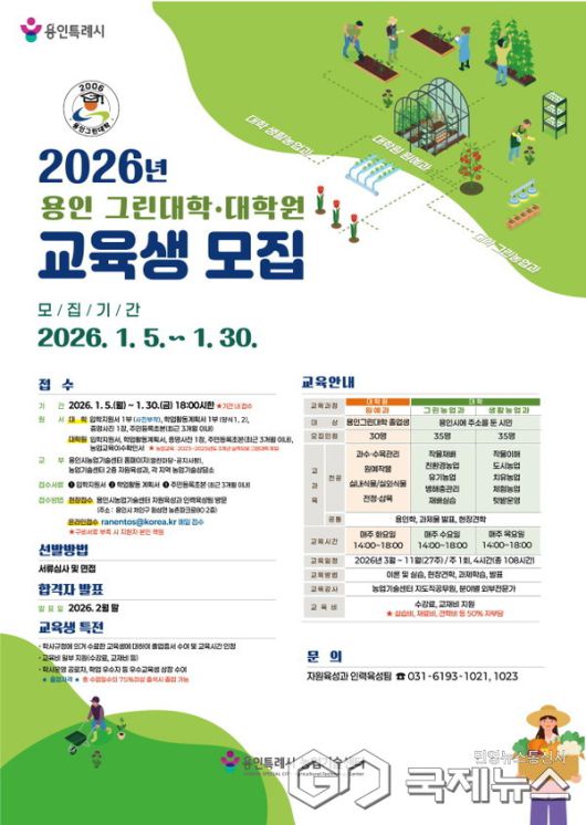 2026 용인그린대학 제20기‧대학원 제11기 교육생 모집 (사진=용인시)