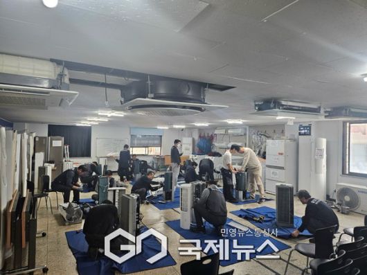 양천구, 취업연계 프로그램 ‘냉난방기 AS수리 전문기술’ 교육 모습 [사진제공=양천구청]