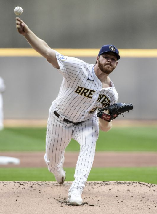 밀워키 브루어스 에이스 브랜드 우드러프는 3-2 볼카운트 상황에서 89%의 패스트볼을 구사하고 있다. USA TODAY Sports연합뉴스