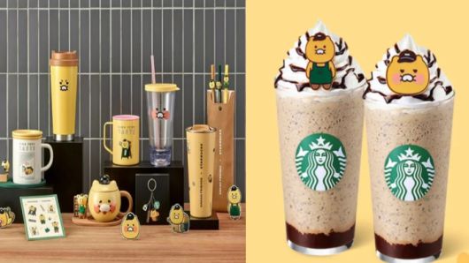 스타벅스에서 출시한 카카오프렌즈 춘식이 MD와 음료. 사진 | 스타벅스