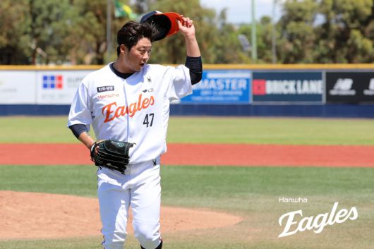한화 김범수가 호주 멜버른 스프링캠프에서 라이브 피칭을 하고 있다. 사진 | 한화 이글스