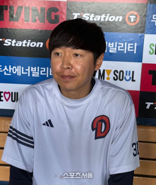 두산 정수빈이 20일 잠실 KIA전을 앞두고 인터뷰에 임하고 있다. 잠실 | 박연준 기자 duswns0628@sportsseoul.com