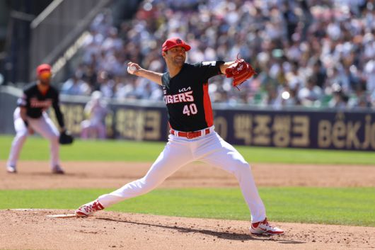 KIA 네일이 20일 잠실구장에서 열린 2025 KBO리그 두산전에 선발 등판해 역투하고 있다. 사진 | KIA 타이거즈