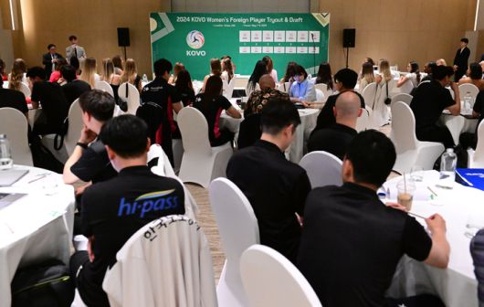 지난해 여자부 외국인 선수 트라이아웃 현장. 사진 | 한국배구연맹