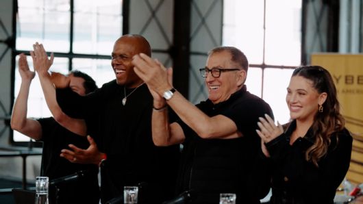 하이브 라틴 아메리카의 남자 아이돌 그룹 프로젝트에 합류한 멘토 폴 베커, 로버트 스티븐슨, 케니 오르테가, 나탈리 이글레시아스(왼쪽부터). 사진 | 하이브 라틴 아메리카