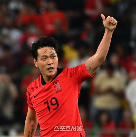 김영권이 지난 2022년 12월2일 카타르 월드컵 조별리그 H조 3차전 포르투갈과 경기에서 동점골을 넣은 후 환호하고 있다.