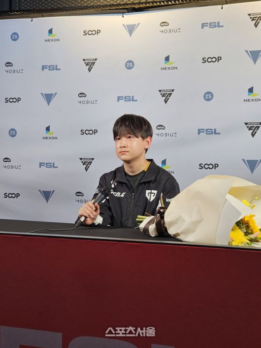 ‘원더08’ 고원재가 14일 서울 잠실DN콜로세움에서 열린 2025 FSL 스프링 우승 후 취재진 인터뷰에 응하고 있다. 잠실 | 강윤식 기자 skywalker@sportsseoul.com