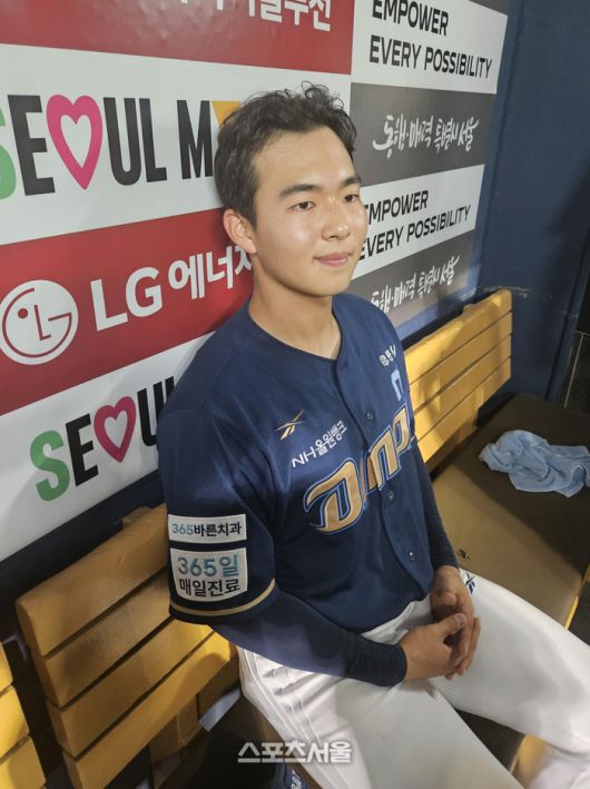 NC 김휘집이 19일 서울 잠실구장에서 열린 2025 KBO리그 정규시즌 LG전 승리 후 취재진 인터뷰에 응하고 있다. 잠실 | 강윤식 기자 skywalker@sportsseoul.com